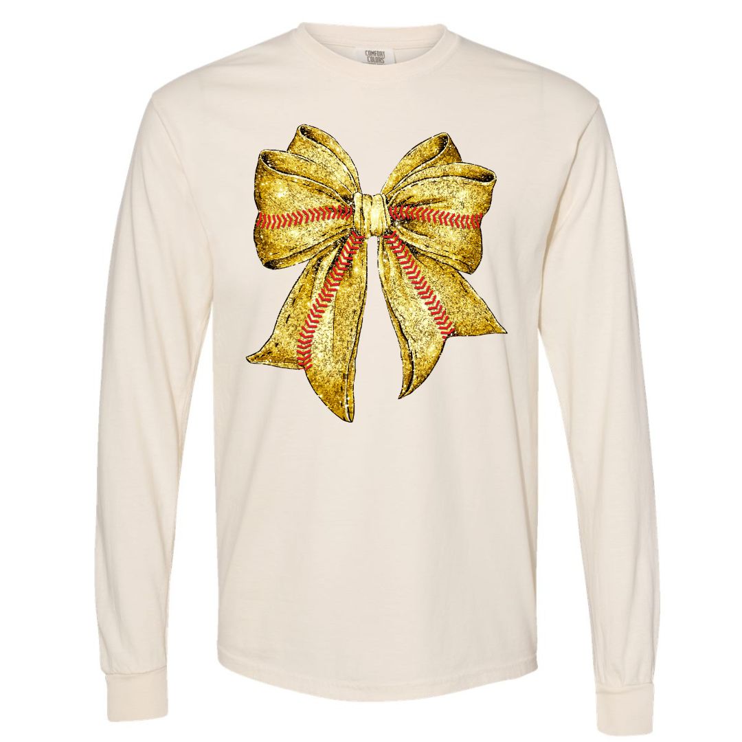 Softball Faux Glitter Bow