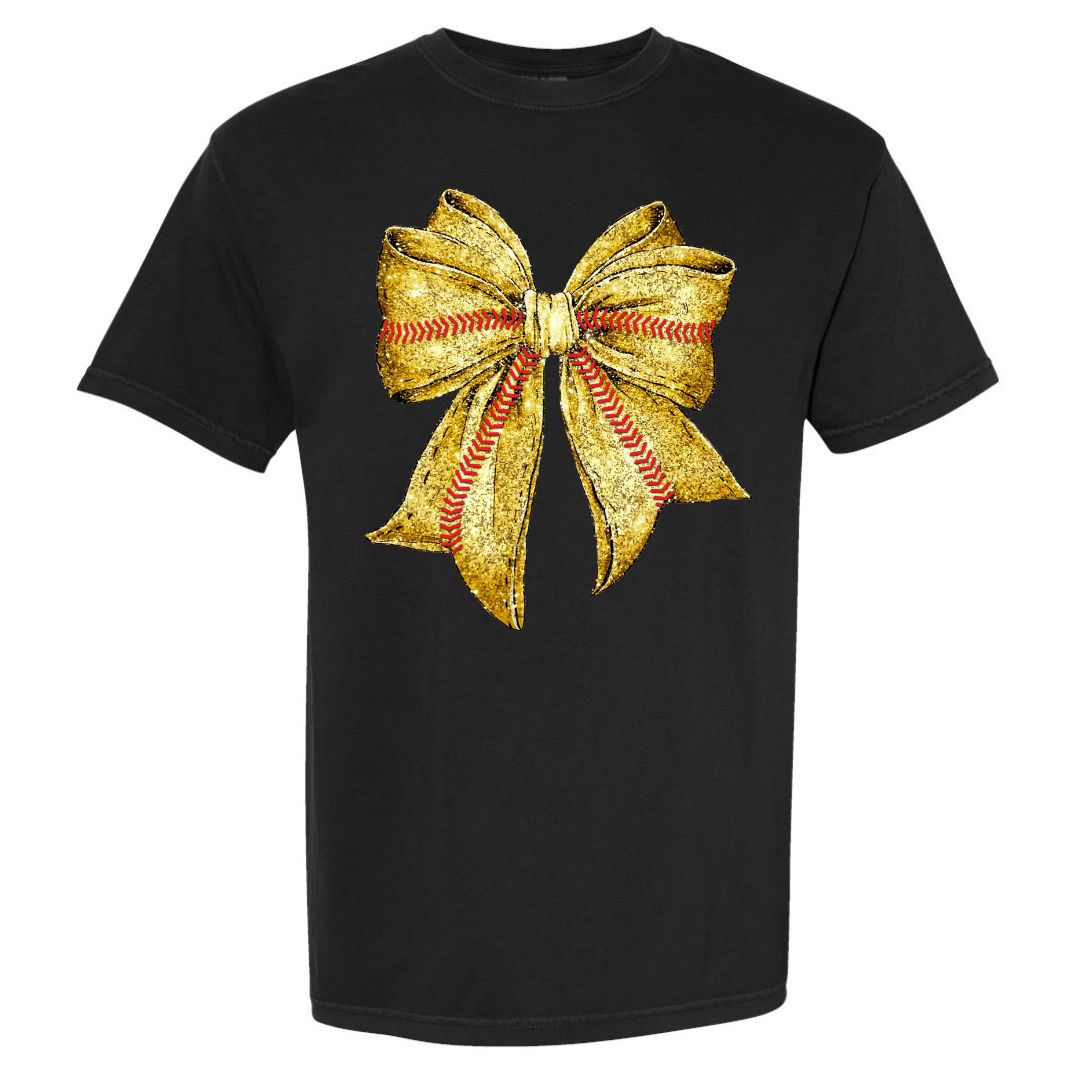 Softball Faux Glitter Bow