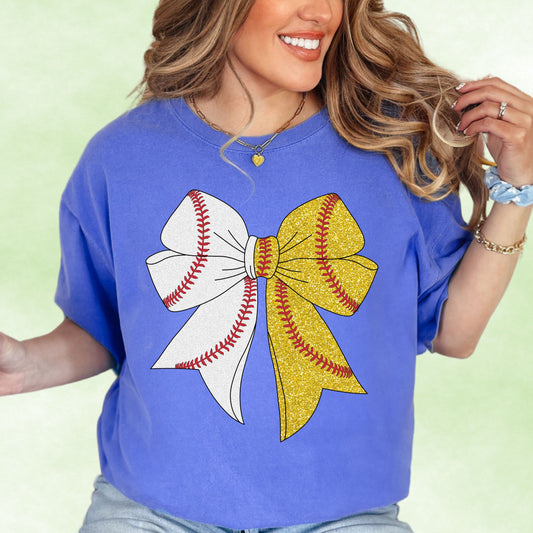 Baseball/Softball Coquette Bow T-shirt