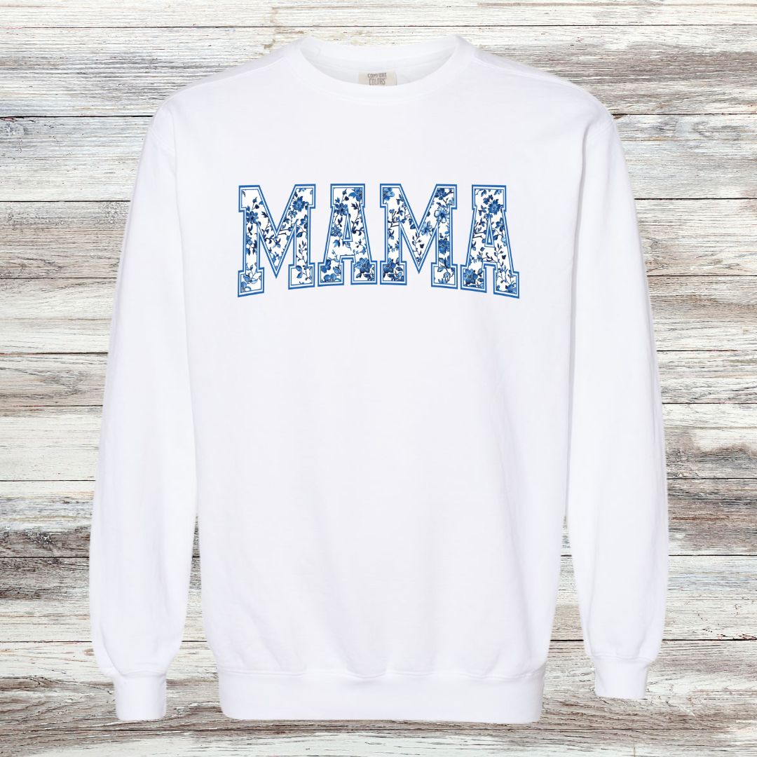 MAMA Blue/White Floral T-shirt