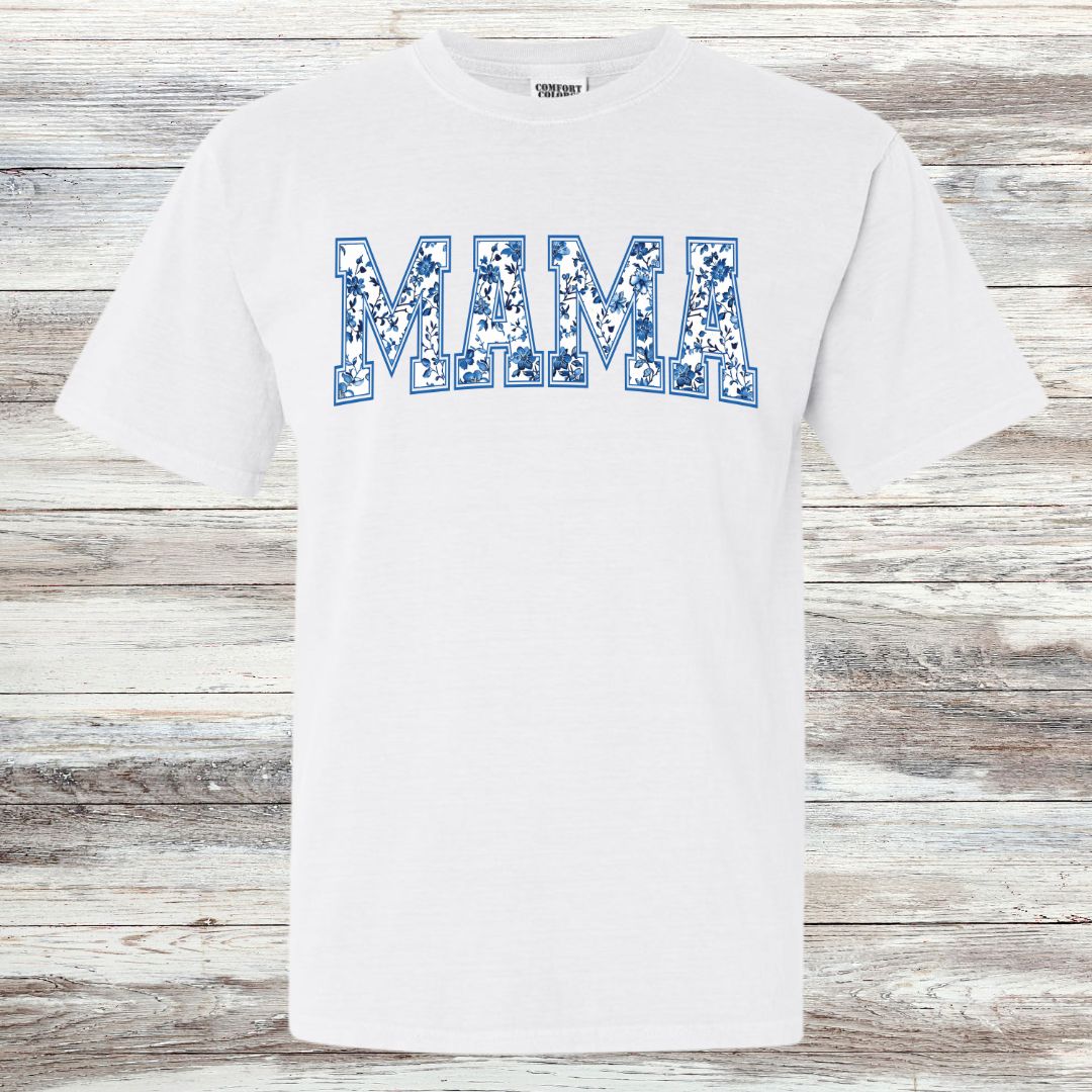 MAMA Blue/White Floral T-shirt