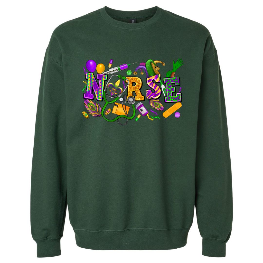 Mardi Gras Nurse Sweatshirt