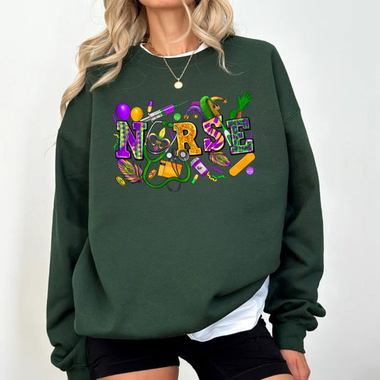 Mardi Gras Nurse Sweatshirt
