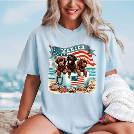 Patriotic Pups Beach T-shirt