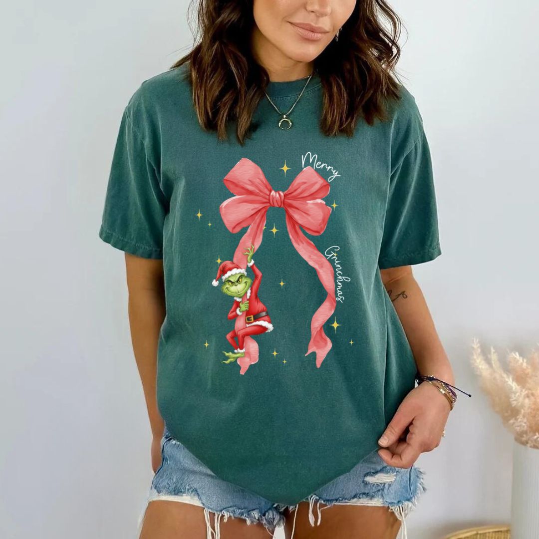 Merry Grinchmas Bow T-shirt