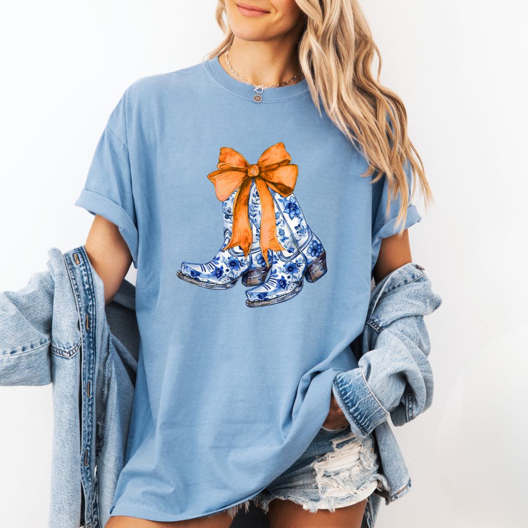 Coastal Cowgirl Orange & Blue T-shirt