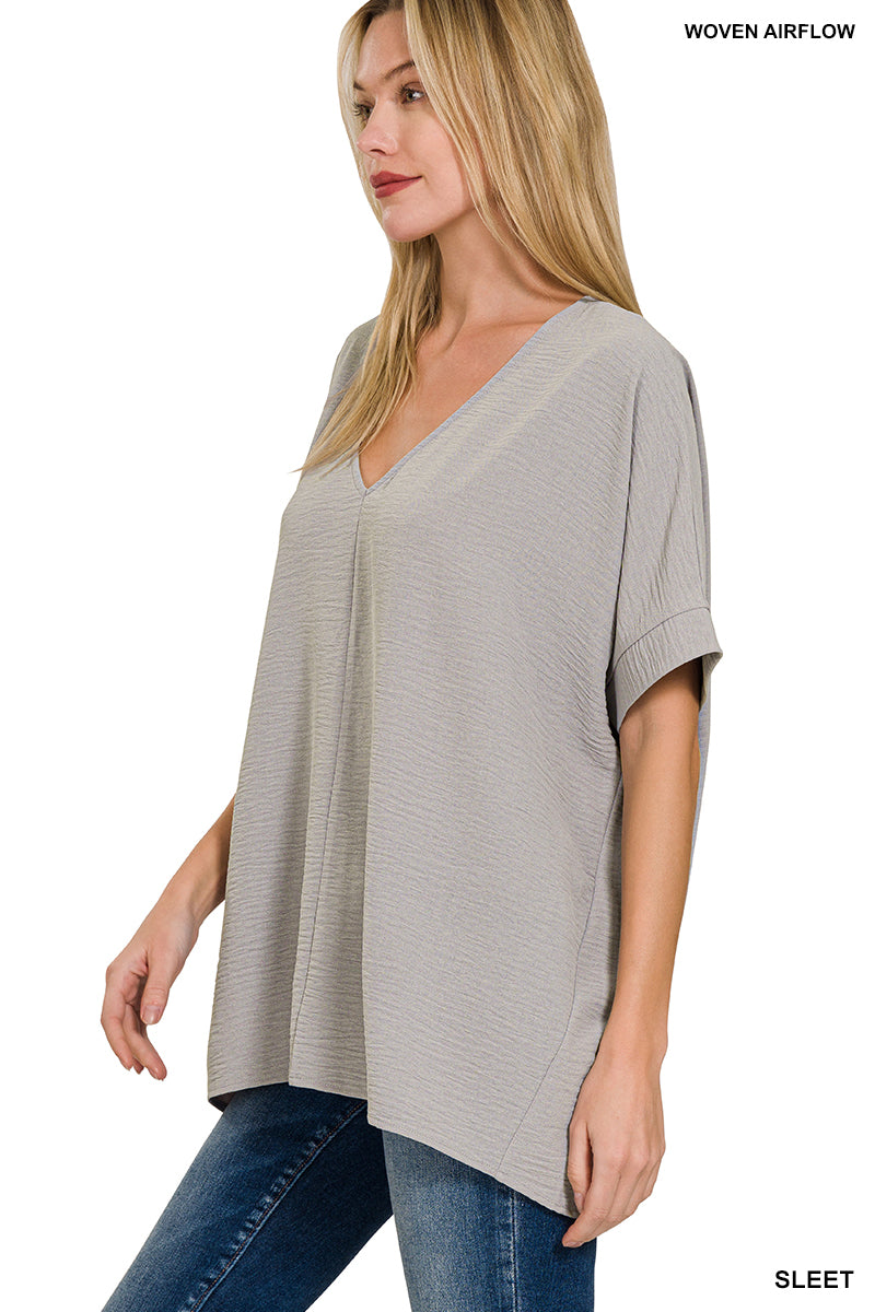 V-Neck Dolman Short Sleeve Top