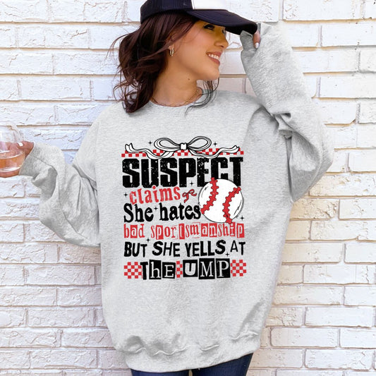 SUSPECT Sportsmanship Baseball Sweatshirt