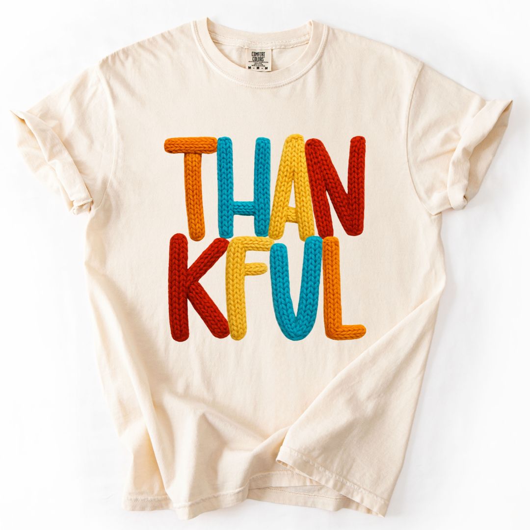 THANKFUL Faux Yarn Tee/Sweatshirt