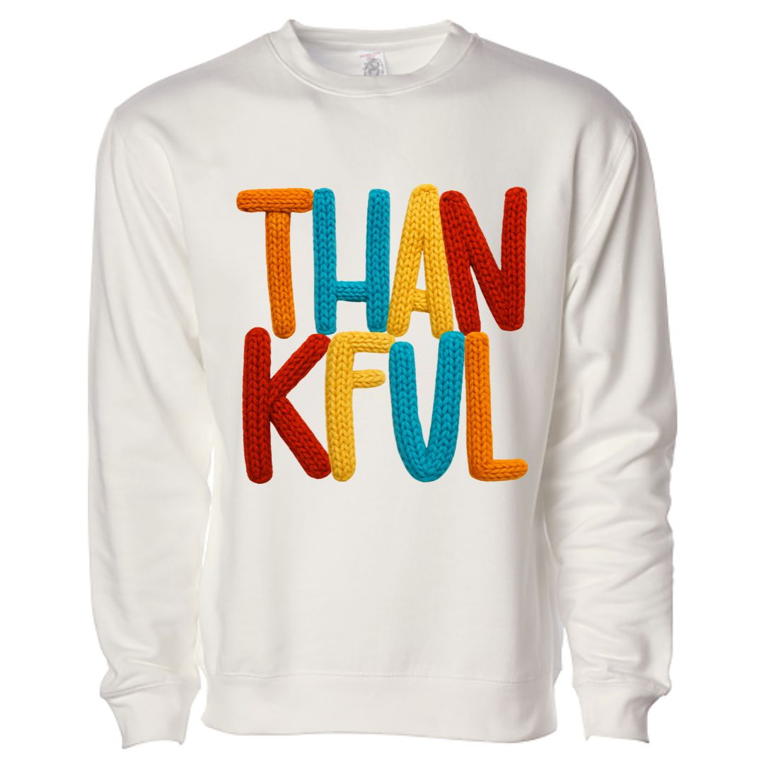 THANKFUL Faux Yarn Tee/Sweatshirt