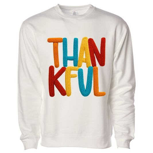 THANKFUL Faux Yarn Tee/Sweatshirt