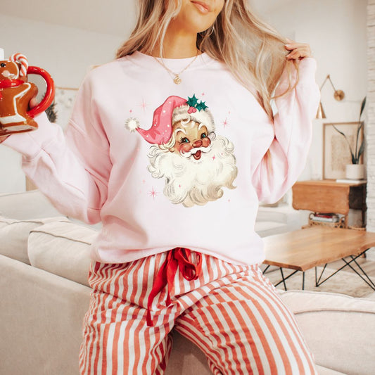 Vintage Pink Santa Sweatshirt/T-shirt